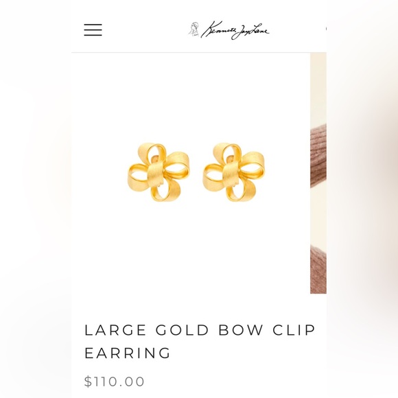 Kenneth Jay Lane Earrings Satin Gold Bow Earrings - Picture 10 of 10